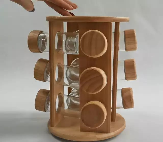 12Pcs Bamboo Spice Rack