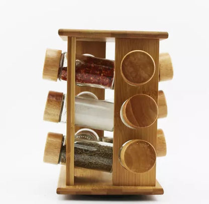 12Pcs Bamboo Spice Rack