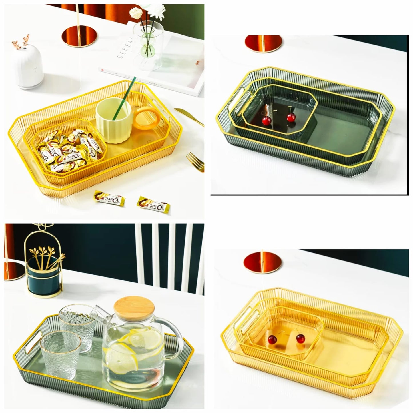 3Pcs Nordic Multipurpose Rectangular Storage Tray