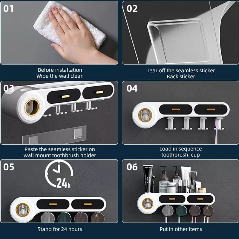 Wall Mounted Self Adhesive Toothpaste/Toothbrush Holder