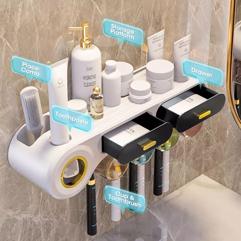 Wall Mounted Self Adhesive Toothpaste/Toothbrush Holder