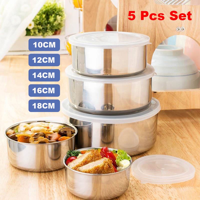 5 in 1 Stainless Fresh Box with Leak-proof Lids