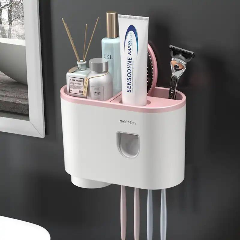 Wall Mount Toothbrush Holder with Magnetic Attraction