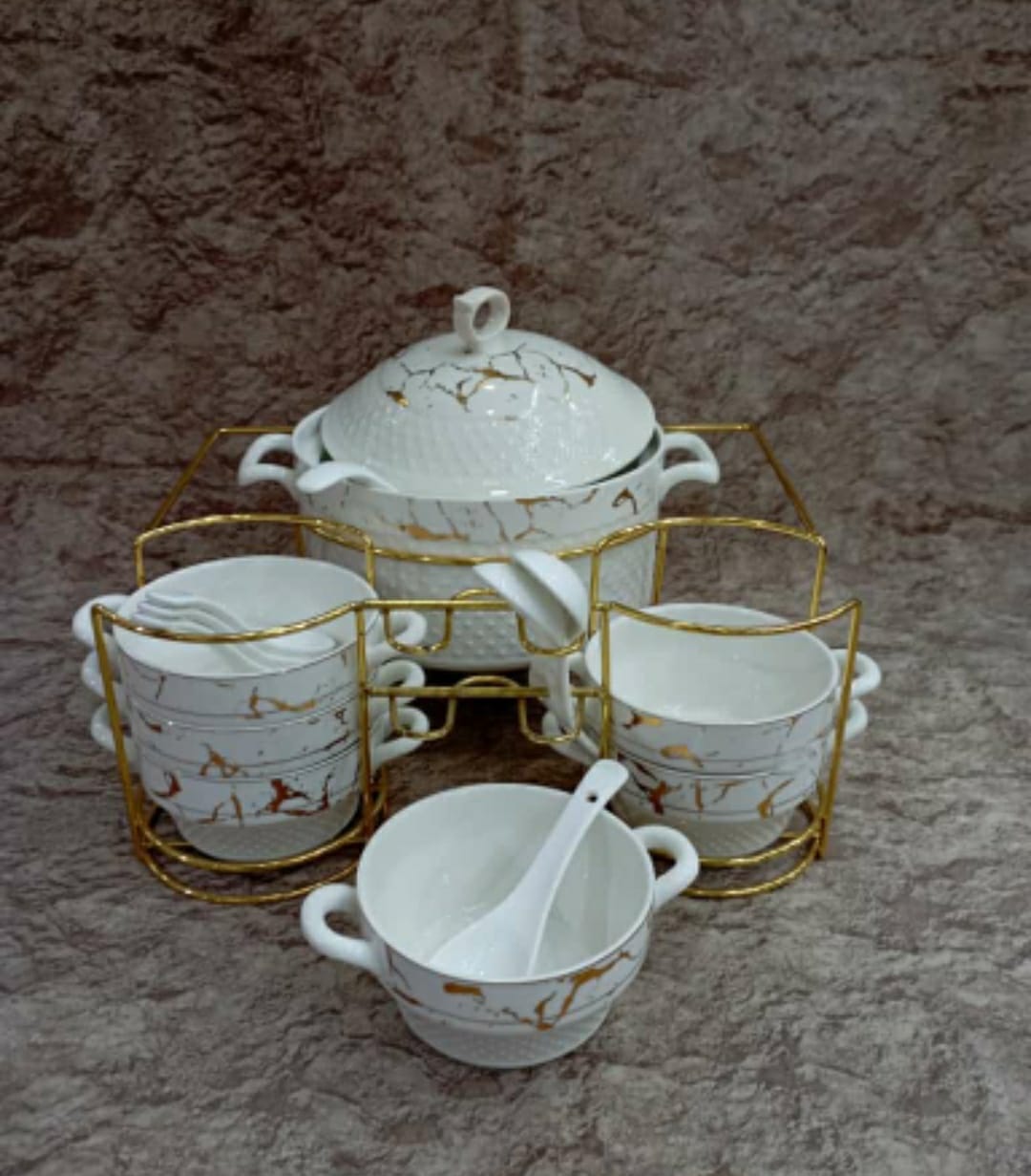 Marble Effect Soup Set