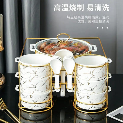 Marble Effect Soup Set