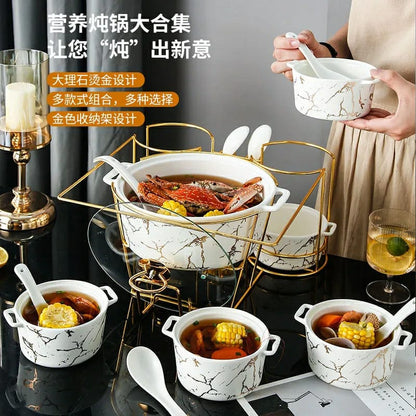 Marble Effect Soup Set