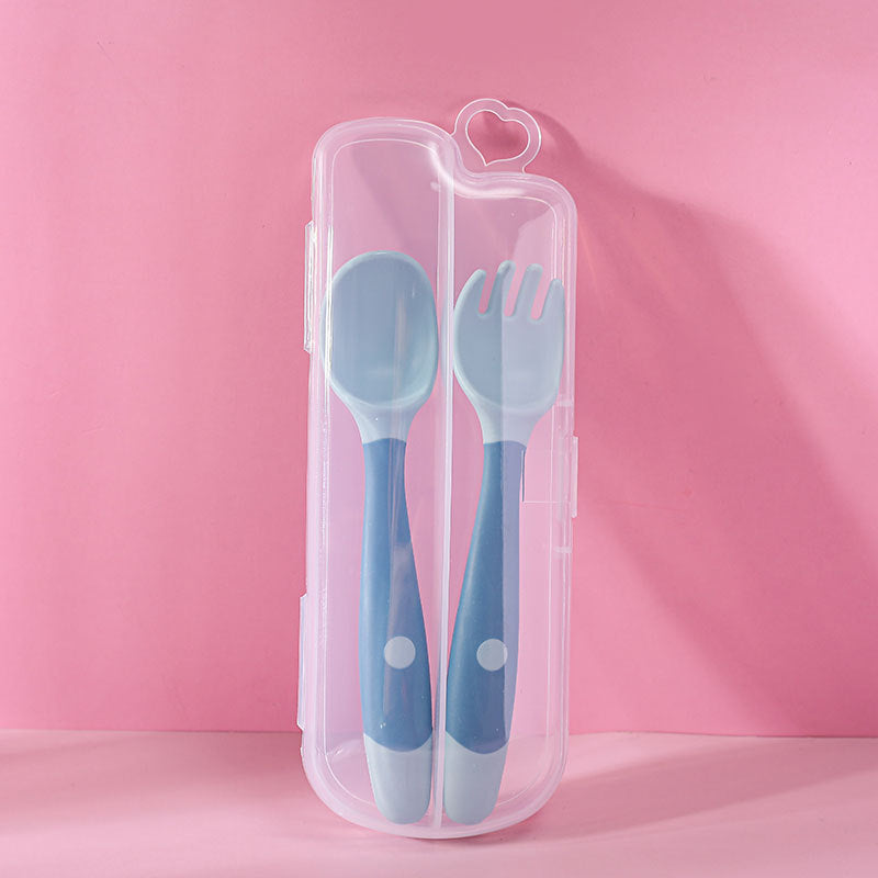 2Pcs Baby Bendable Silicon Spoon/Fork Set