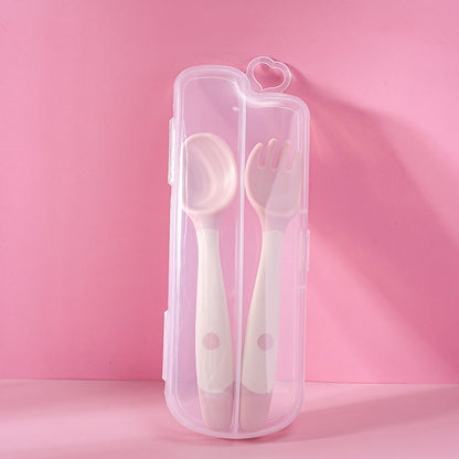 2Pcs Baby Bendable Silicon Spoon/Fork Set