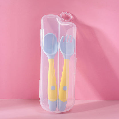 2Pcs Baby Bendable Silicon Spoon/Fork Set