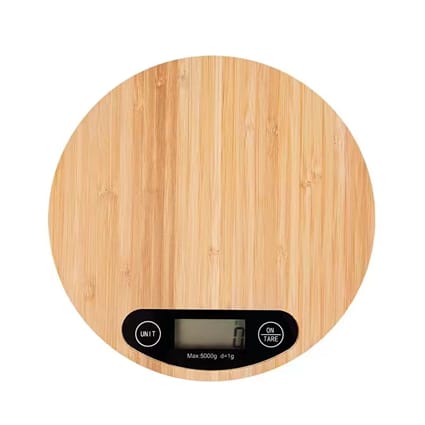 LED Bamboo Kitchen Round Weighing Scale