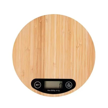 LED Bamboo Kitchen Round Weighing Scale