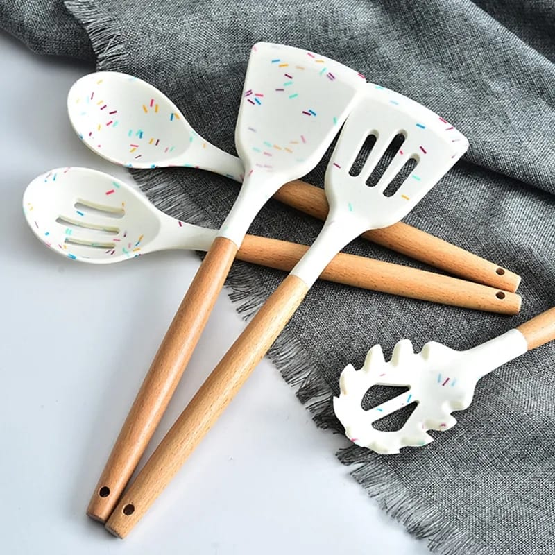 White Marble Silicon Spoon Set