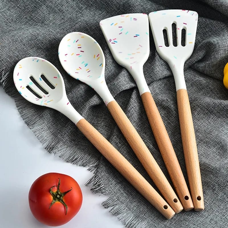 White Marble Silicon Spoon Set