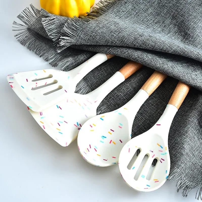 White Marble Silicon Spoon Set