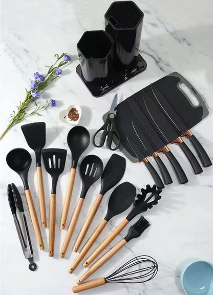 19pc Silicone Spoons and Knife Kitchenware Set