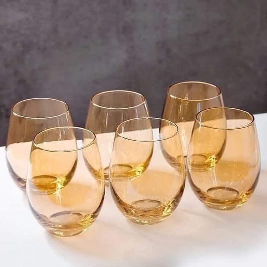 Oval Golden Glasses-6pc Set