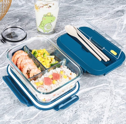 3 Grid Microwave - Safe Glass Lunch Box