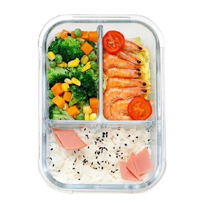 High Quality 3 Grid Microwave - Safe Glass Lunch Box