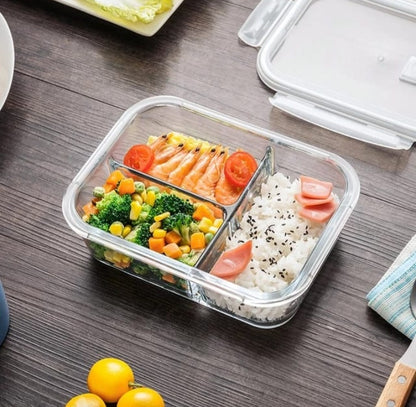 3 Grid Microwave - Safe Glass Lunch Box
