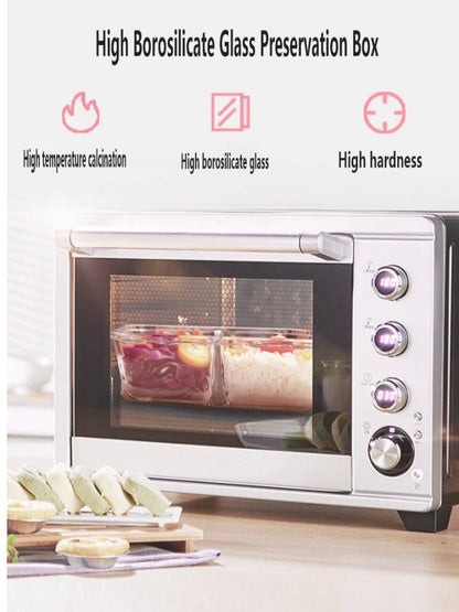3 Grid Microwave - Safe Glass Lunch Box