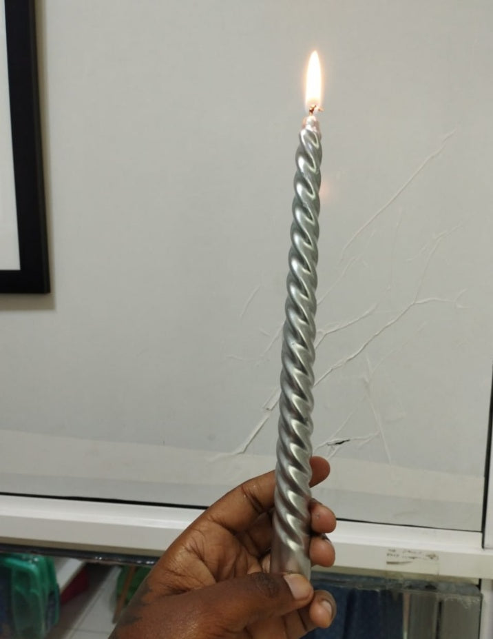 Silver Twist 10 Inch Taper Candles