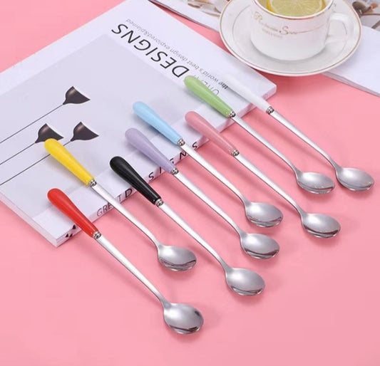 Coloured Long Tea Spoons 6Pcs