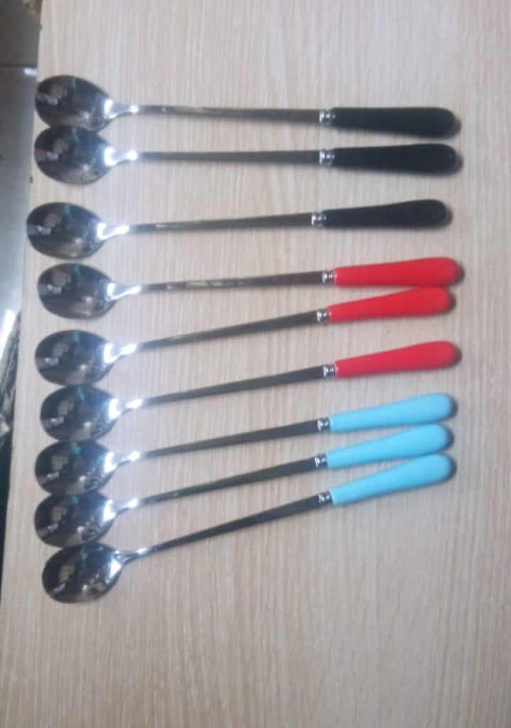 Coloured Long Tea Spoons 6Pcs