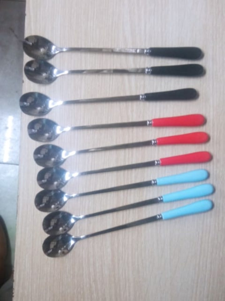 Coloured Long Tea Spoons 6Pcs