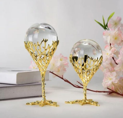 Decor Crystal Ball with Metallic Tree Frame Base