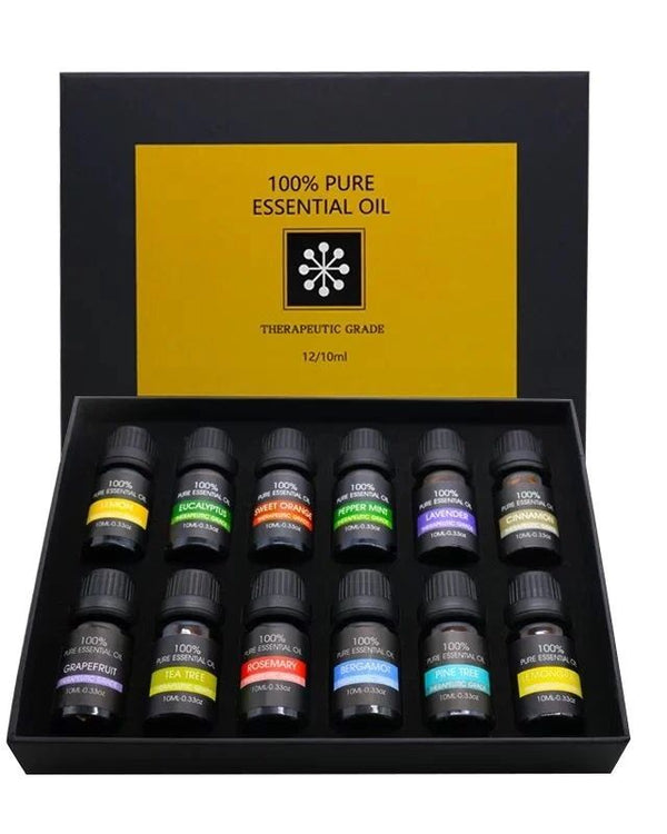 Premium Therapeutic Grade Pure Essential Oils 12-Piece Gift Set