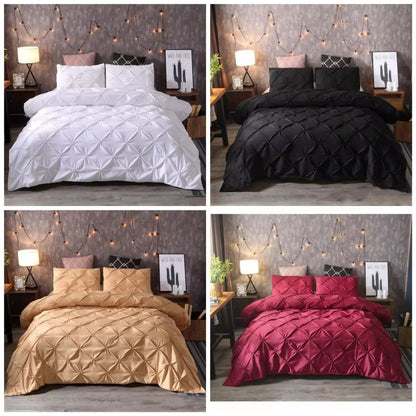 Pinch Pleat Pintuck Duvet Cover Set
