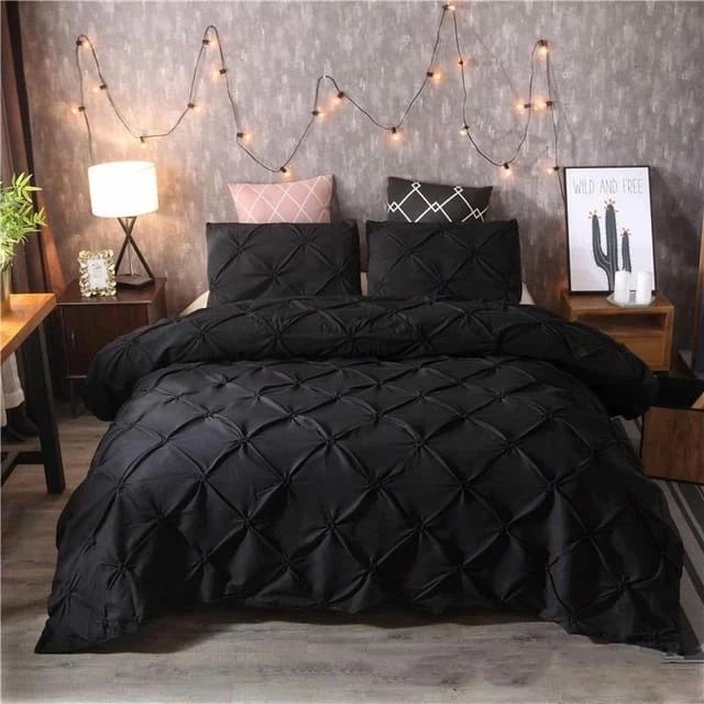 Pinch Pleat Pintuck Duvet Cover Set
