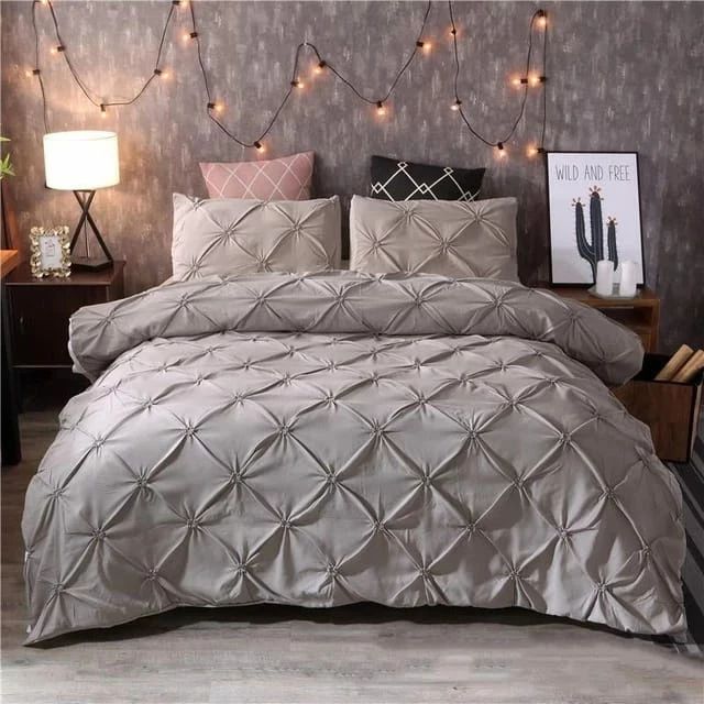 Pinch Pleat Pintuck Duvet Cover Set