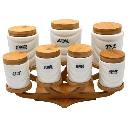 7Pc Canister Set with Bamboo Stand
