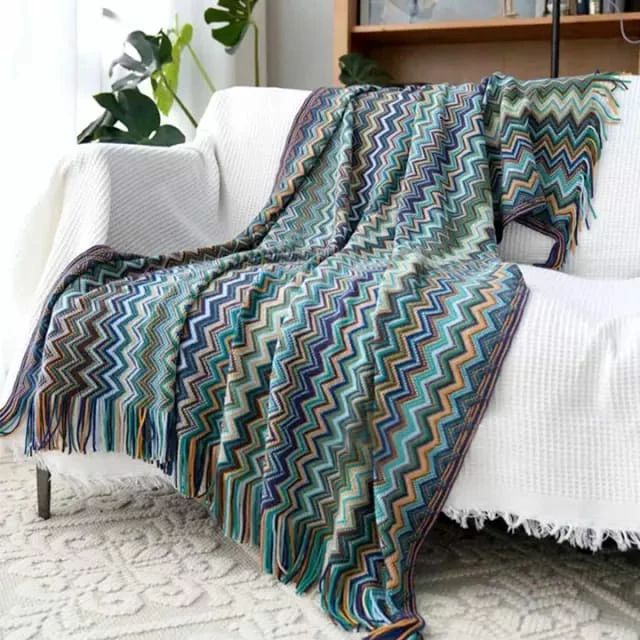 Bohemian  Knitted Throw Blankets with Tassel