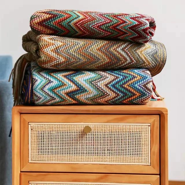 Bohemian  Knitted Throw Blankets with Tassel