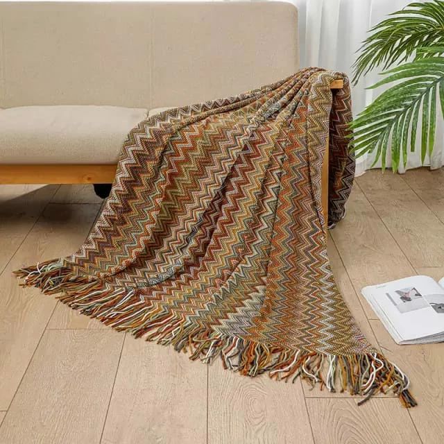Bohemian  Knitted Throw Blankets with Tassel