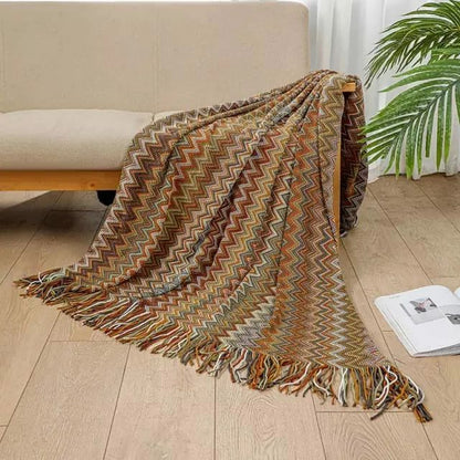 Bohemian  Knitted Throw Blankets with Tassel
