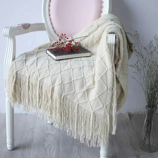 Soft Knitted Throw Blankets with Tassel