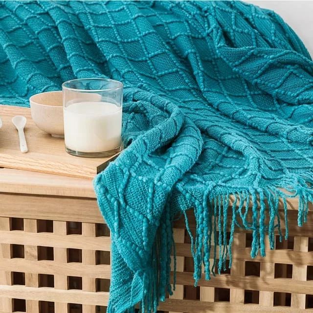 Soft Knitted Throw Blankets with Tassel