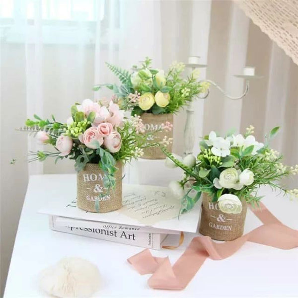 Hydrangea flowers in a Geometric Pot