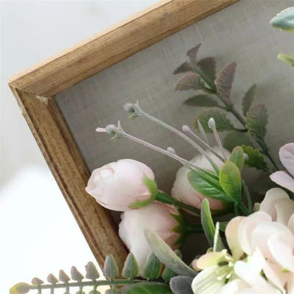 Flowers with wooden frame