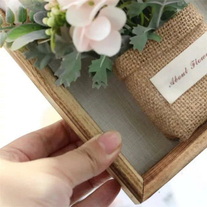 Flowers with wooden frame