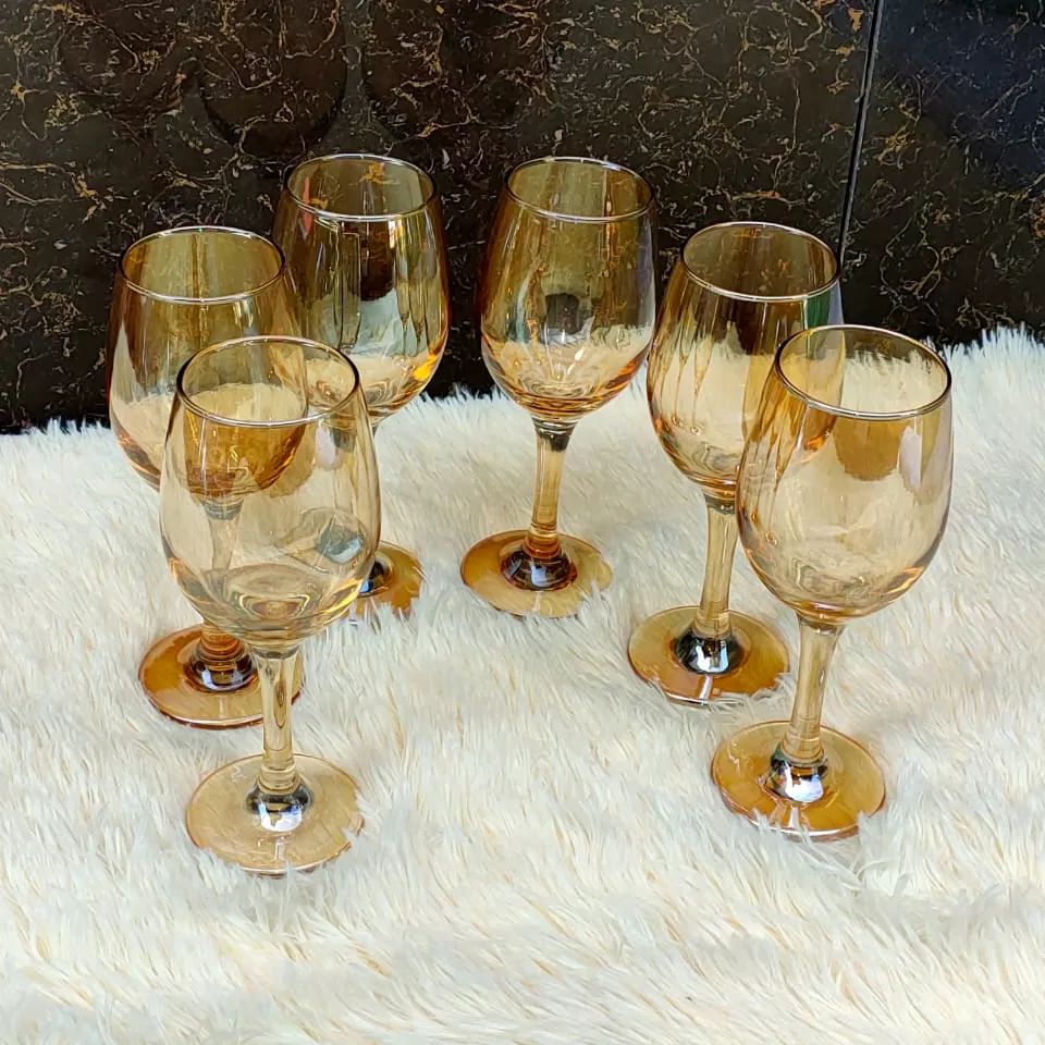 6Pc Golden Wine Glasses