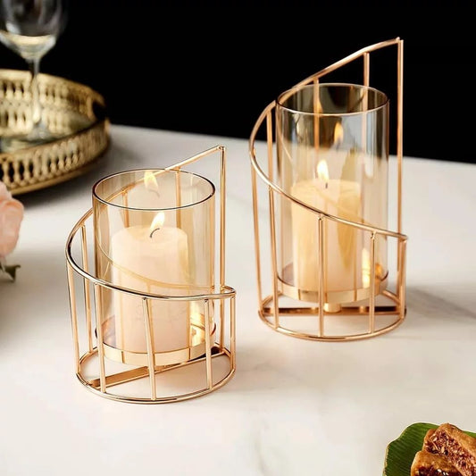 Golden Metal Candle Holder