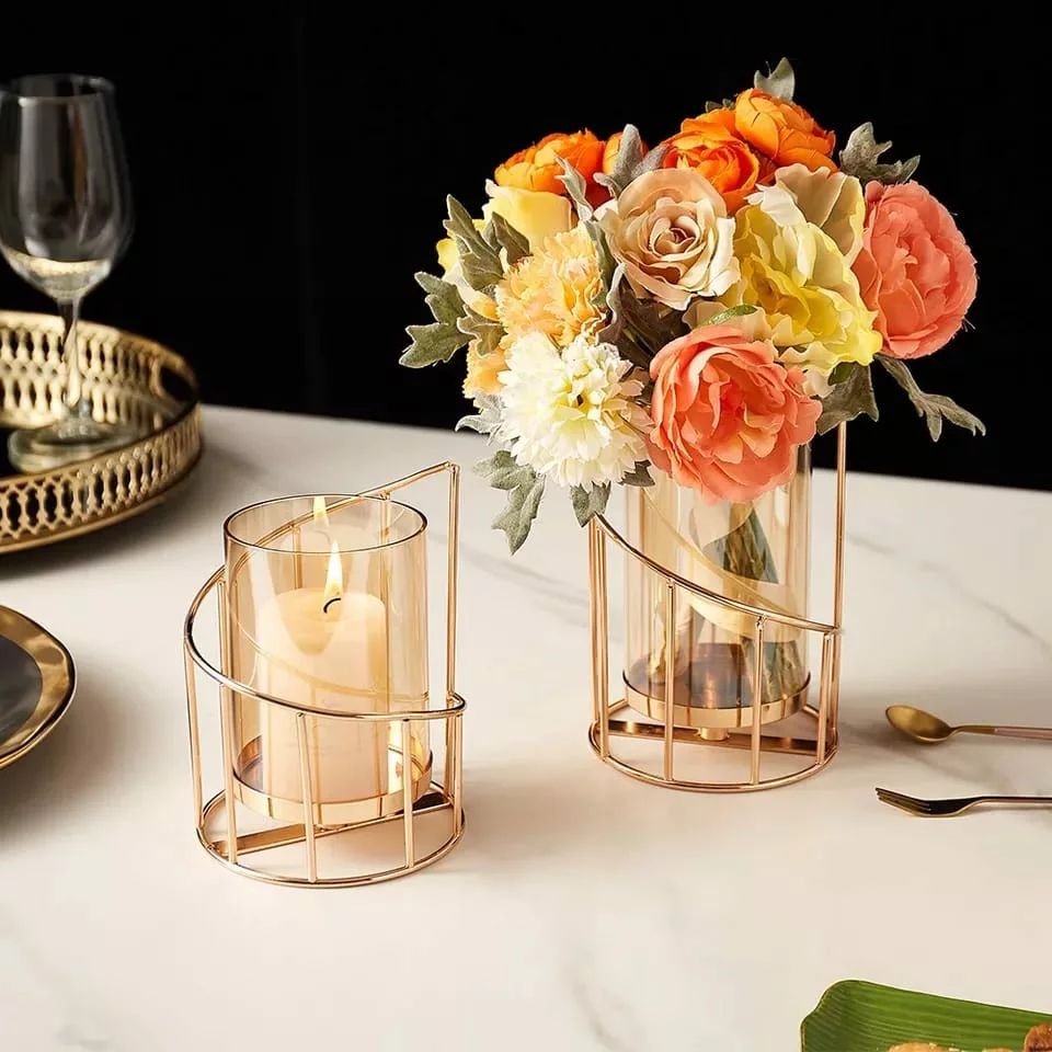 Golden Metal Candle Holder