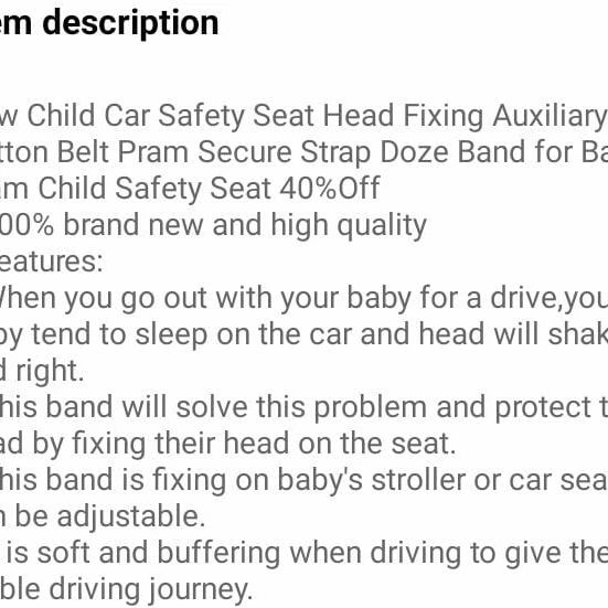 Baby Car Sleeping Head Support Accesories
