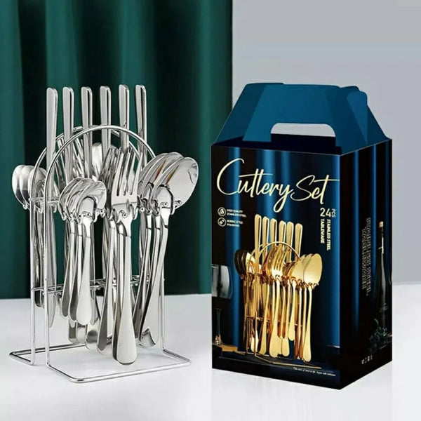 24Pcs Stainless Cutlery Set