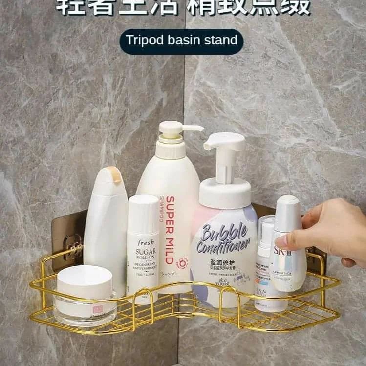 Stainless Steel Golden Bathroom Shelf Organizer