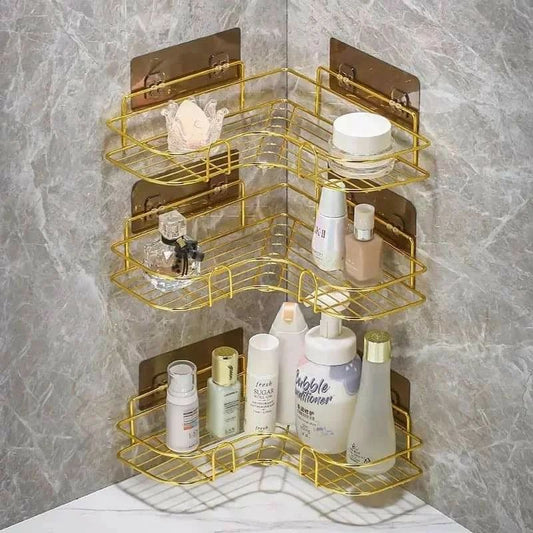 Stainless Steel Golden Bathroom Shelf Organizer